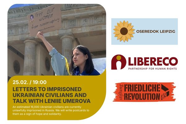 Postkartenaktion & Gespräch mit Leniie Umerova